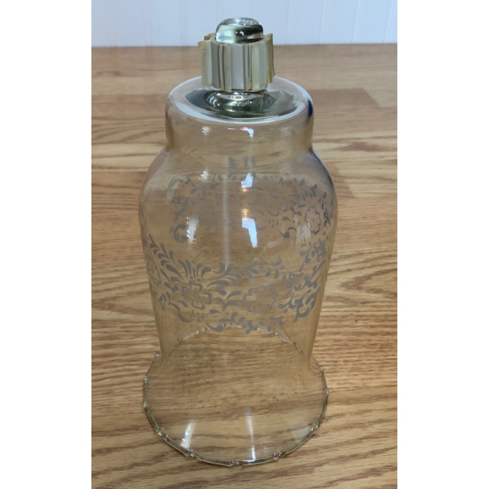 Vintage Homco Park Lane Clear Etched Floral Glass Peg Votive Cup Candle Holder